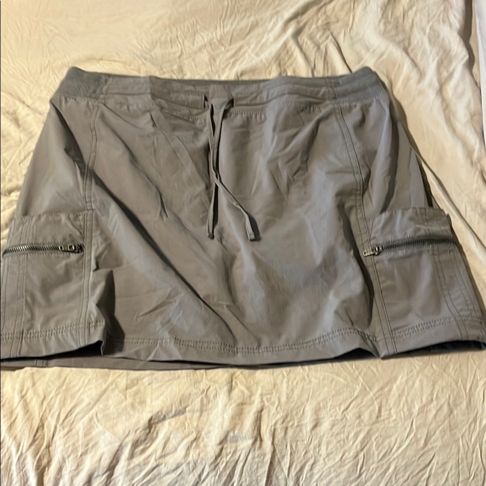Gray Cargo Skirt with Zipper Pockets